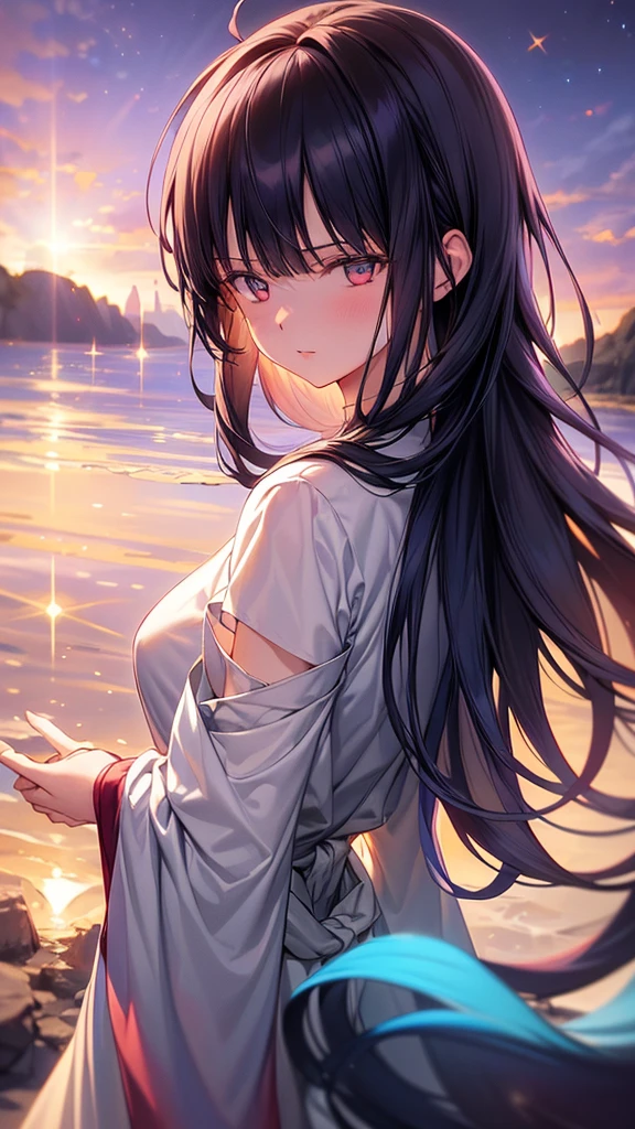 1girl, blue hair, flowing hair, pale skin, rosy face, eyes sparkling like the sea, slim waist, medium breasts, elegant posture, background at a sea kingdom full of massive structures under the deep sea, high undersea lighting, strong sparkle, 4k resolution)),((high quailty lens)),((lens ISO f4.5)),((effect blurred rim +5)),((Eliminates Chromatic Aberration)),((Enable Canon lens correction)),BREAK,((best graphics model)),((Bright balance and soft ratio)), ((moderate dark balance)),((dark area 30%)),((((contrast 10%)), BREAK,((ratio sun beam 60%)),((Sky light 10%)),BREAK,((of the highest quality, 8K,Raw photo)),Japanese style colors, Soft-beam light, afternoon light,BREAK,((Fixed Finger, Hand))