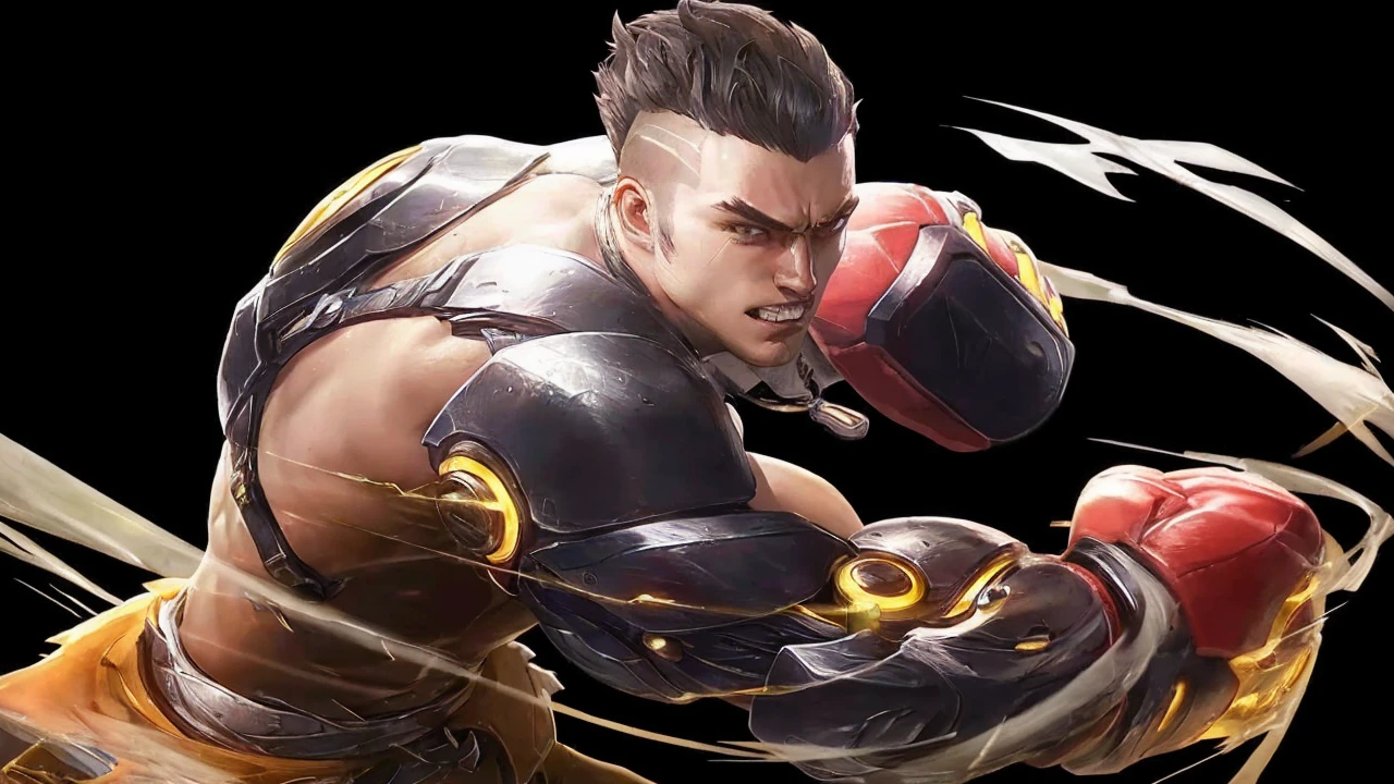 (absurdres, highres, ultra detailed, HDR), masterpiece, best quality, Android Game Character , short hair, handsome boy, anime eyes, Mobile Legends Hero, detailed scebe, detailed character