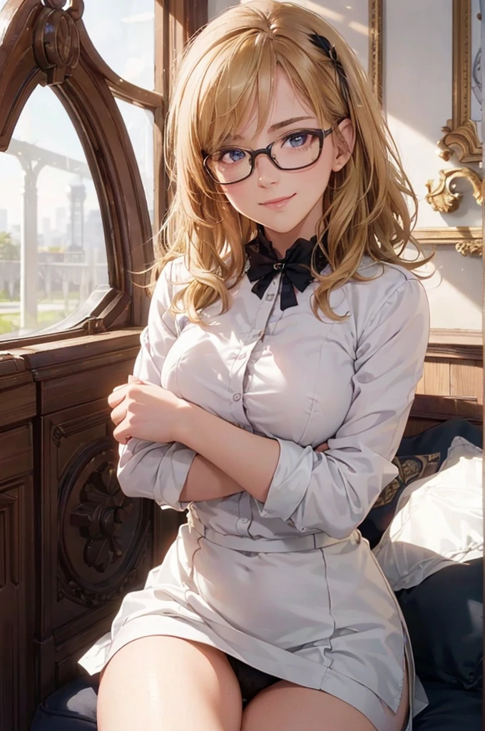 masterpiece, 最high quality, high quality, High resolution, high quality texture, high quality shadows, High resolution, Beautiful details, Detailed CG, Detailed Texture, Realistic representation of face, Realistic, colorful, delicate, Cinematic Light, Side light, Lens flare, Ray Tracing, sharp concentrated, (1 Girl,concentrated:1.3), ( Intricate details, compensate, PureErosFaceV1:0.5), (細部まで美しいdelicateな顔, 緻密で美しいdelicateな瞳, Perfect Facial Proportions, Dense skin, Optimal ratio of four fingers to one thumb, Arms under ?????, Modest ?????, Wide ????, Smooth upper abdomen, 30 years old,Blue Eyes,Glasses, Study,Office Lady, cabin attendant uniform,Glasses,White shirt, Black tight skirt,Black Stockings,machine,adultery,house wife,curvy,sweat,??????????,seductive gaze, the gaze of true love, lips of temptation, A look full of compassion ,a smile full of love, i love you, Acting lovey-dovey, air fortress hair, blonde hair