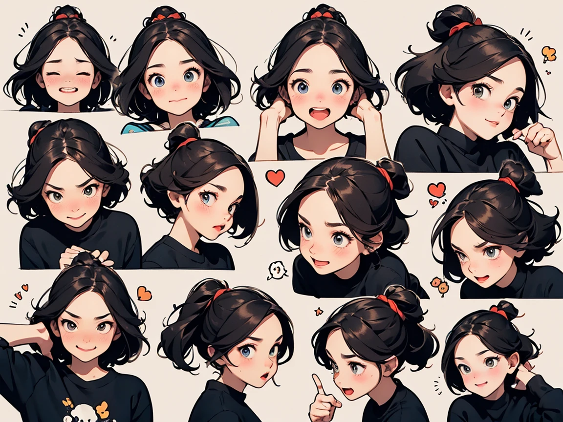 Emoji Pack,9 emojis,Emoticon table.,Alignment,Various gestures and expressions(sad,surprise,Having fun,mind-blowing,laughing out loud,Pat your head,Acting cute, wait),Anthropomorphic style,Disney style,Black stroke,Different emotions,Various gestures and expressions,10