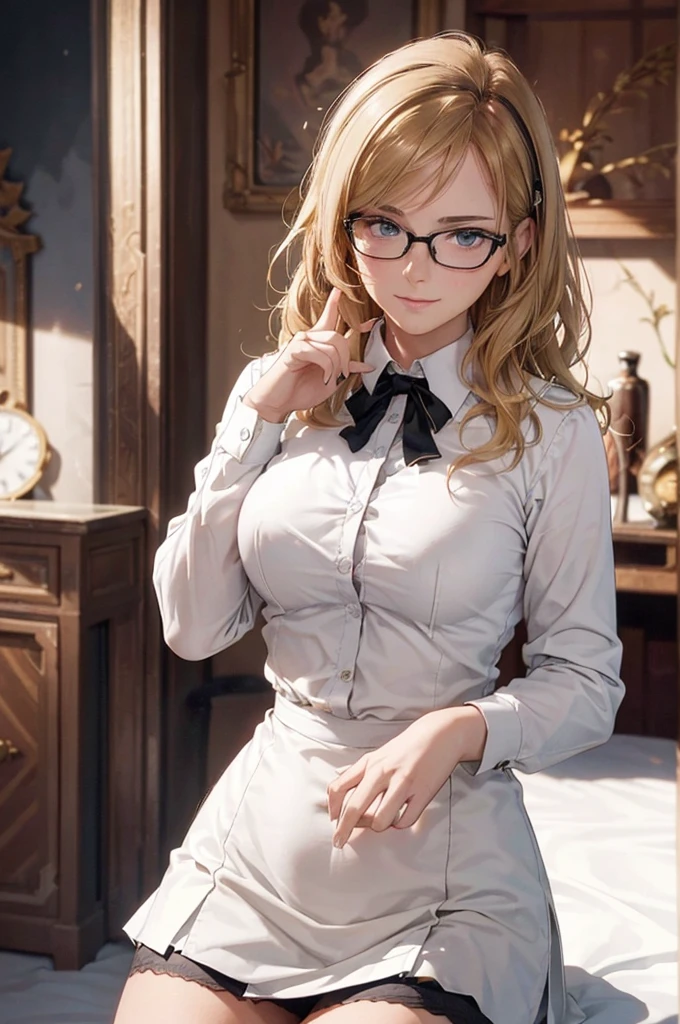 masterpiece, 最high quality, high quality, High resolution, high quality texture, high quality shadows, High resolution, Beautiful details, Detailed CG, Detailed Texture, Realistic representation of face, Realistic, colorful, delicate, Cinematic Light, Side light, Lens flare, Ray Tracing, sharp concentrated, (1 Girl,concentrated:1.3), ( Intricate details, compensate, PureErosFaceV1:0.5), (細部まで美しいdelicateな顔, 緻密で美しいdelicateな瞳, Perfect  Proportions, Dense skin, Optimal ratio of four fingers to one thumb, Arms under chest, Modest chest, Wide Hips, Smooth upper abdomen, 30 years old,Blue Eyes,Glasses, Study,cabin attendant uniform,Glasses,White shirt, Black tight skirt,Black Stockings,machine,,house wife,curvy,sweat,, gaze, the gaze of true love, lips of temptation, A look full of compassion ,a smile full of love, i love you, Acting lovey-dovey, air fortress hair, blonde hair