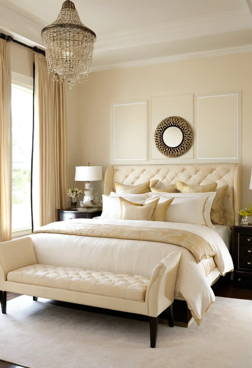 Interior design，bedroom，Cream Style，high quality
