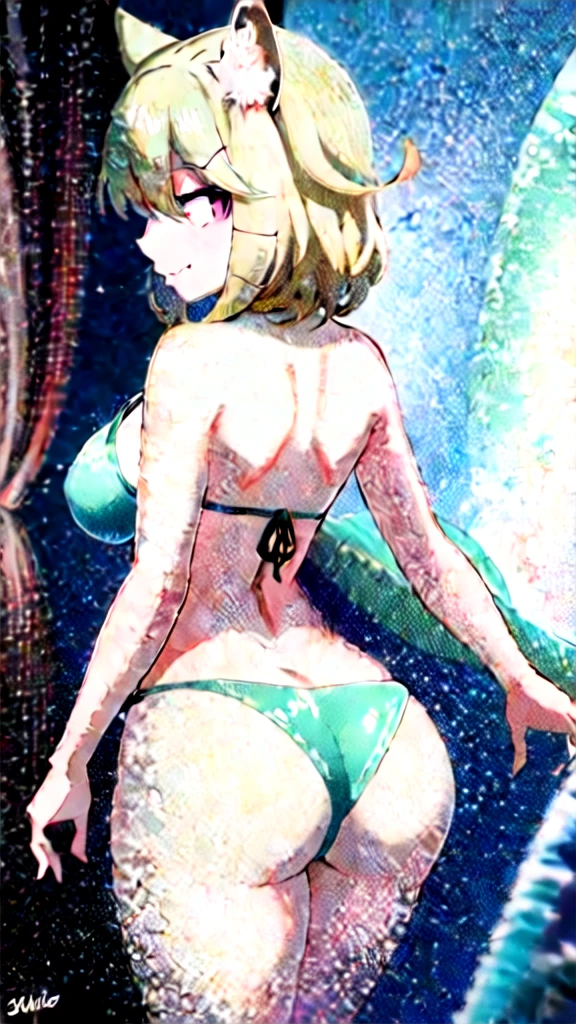 A age girl, strange art, crazy, slightly twisted, hard to understand, beautiful, elegant, advanced, weird,, refreshing, bikini, back to me, back to me, bare midriff, smile, clip, elegant, beautiful, smile, accent, artwork, clarity, butt, butt, fat butt