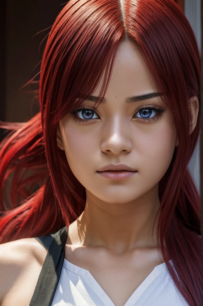 ((Best Quality)), ((Masterpiece)), (detailed), 1 girl, shoto todoroki fem without the eye scar, with madara's armor. While his hand was raised and blue fire came out and with a melancholic smile
