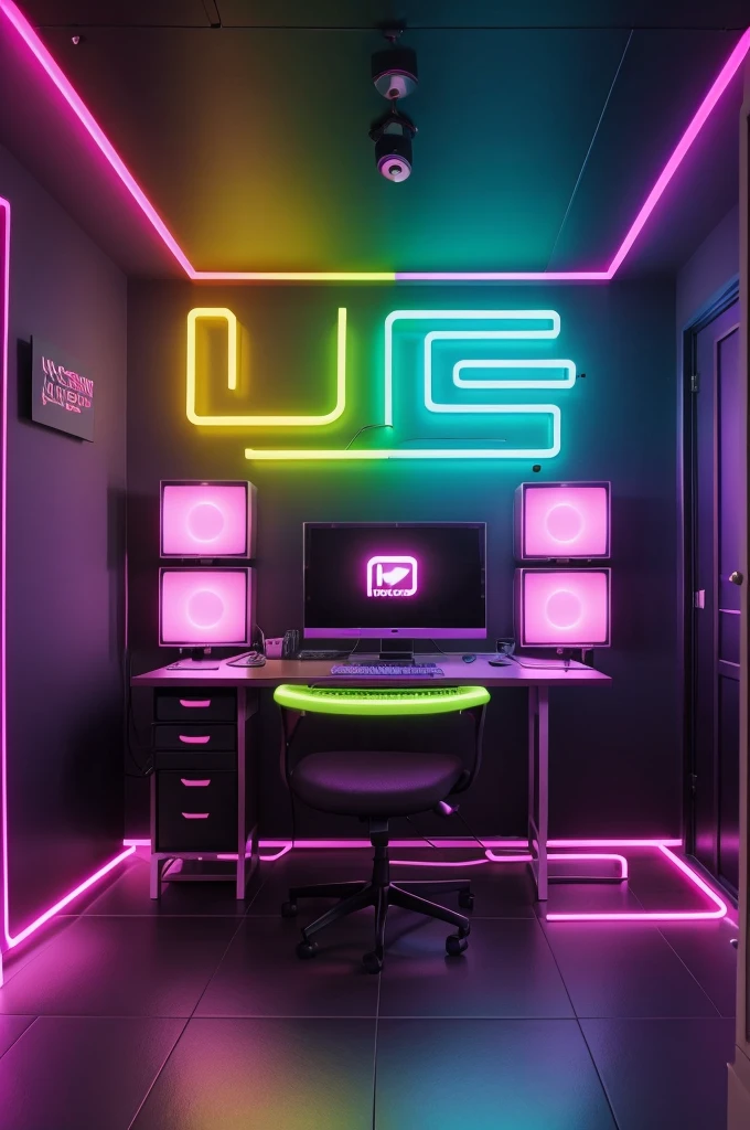 Create a YouTube studio background images with a modern and sleek design.In the center of the background display the name 'purnhkant' in bright neon lights with correct spelling.The neon lights should be in a vibrant color such as electric blue or neon pink.Surround the neon text with subtle complementary lighting and decor that enhances the studio aesthetic.The overall ambiance should be stylish professional and inviting perfect for a YouTube content creator's studio.