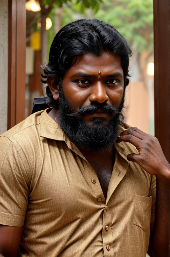 Karunas tamil actor with Beard and local dressing