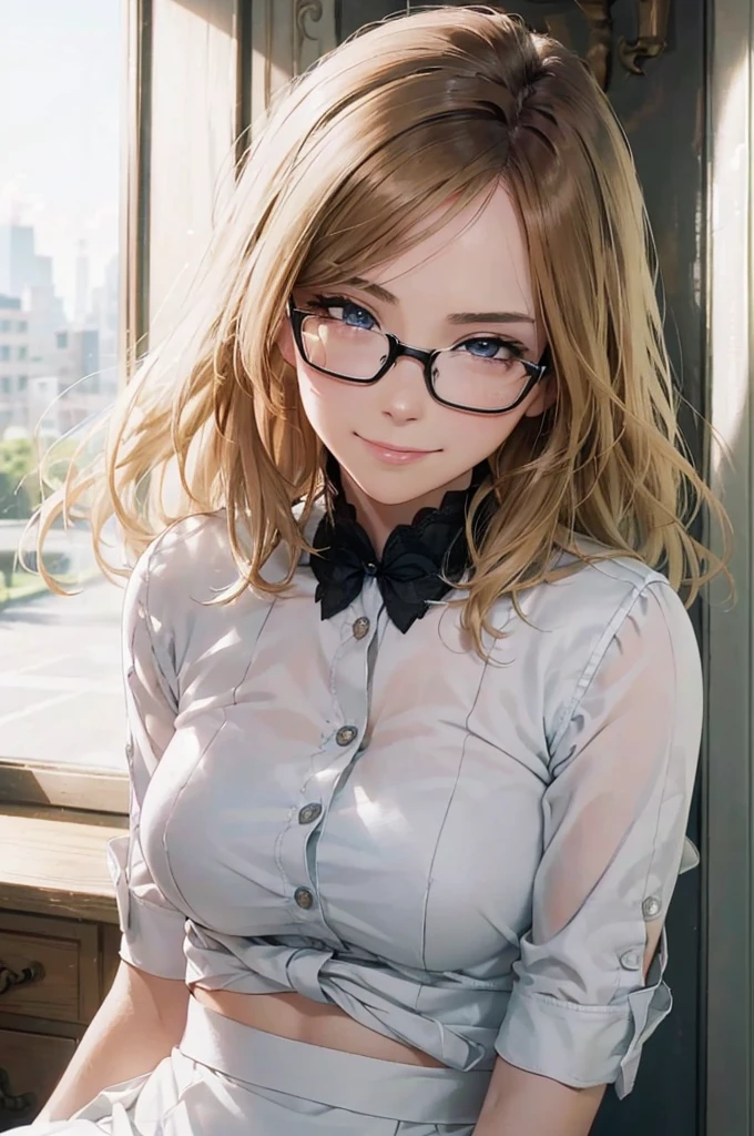 masterpiece, 最high quality, high quality, High resolution, high quality texture, high quality shadows, High resolution, Beautiful details, Detailed CG, Detailed Texture, Realistic representation of face, Realistic, colorful, delicate, Cinematic Light, Side light, Lens flare, Ray Tracing, sharp concentrated, (1 Girl,concentrated:1.3), ( Intricate details, compensate, PureErosFaceV1:0.5), (細部まで美しいdelicateな顔, 緻密で美しいdelicateな瞳, Perfect  Proportions, Dense skin, Optimal ratio of four fingers to one thumb, Arms under chest, Modest chest, Wide Hips, Smooth upper abdomen, 30 years old,Blue Eyes,Glasses, Study,Office Lady, cabin attendant uniform,Glasses,White shirt, Black tight skirt,Black Stockings,machine,,house wife,curvy,sweat,, gaze, the gaze of true love, lips of temptation, A look full of compassion ,a smile full of love, i love you, Acting lovey-dovey, air fortress hair, blonde hair