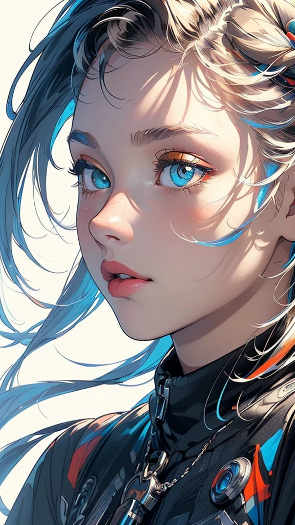 (((masterpiece, highest quality))),(((solo:1.2))),(((1girl:1.2))),32k wallpaper, very detailed,(((((portfolio))))),(((((Close-up))))),(((((bust up))))),((((more various angle)))),(((highlight))),((((heterochromia)))),(((complete. detailed face))),((((Extremely talented)))),((most complicated machine)),((genius mechanic)),((Overall colorfully)),
