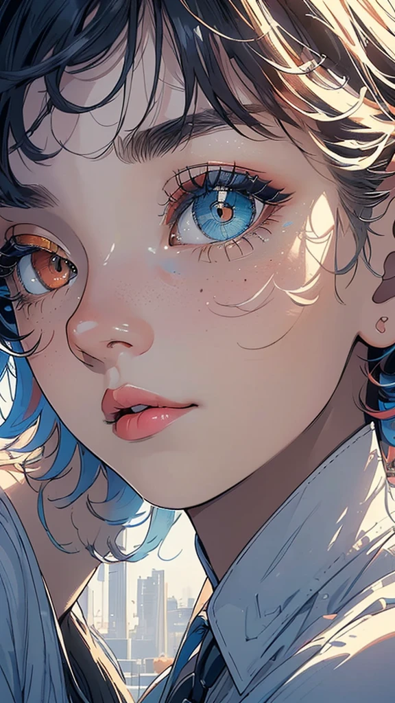 (((masterpiece, highest quality))),(((solo:1.2))),(((1girl:1.2))),32k wallpaper, very detailed,(((((portfolio))))),(((((Close-up))))),(((((bust up))))),((((more various angle)))),(((highlight))),((((heterochromia)))),(((complete. detailed face))),((((Extremely talented)))),((most complicated machine)),((genius mechanic)),((Overall colorfully)),