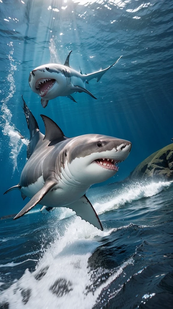 great white shark Hunting Seals