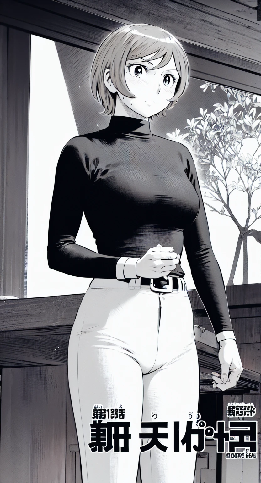 (野球uniform:1.2),
Blonde Hair, (short hair:1.2),Long sleeve, Black Shirt, turtleneck,White trousers、uniform、Black belt、((Illustration of people))、Big 、
View Audience,, (Highest quality:1.3),One Girl, White pants、uniform、Outdoor、baseball ground、ground、soil、blue eyes、Tight black shirt、(masterpiece、Highest quality)、Highest quality, Ultra-high resolution, (((masterpiece))), alone, Sweat、Big eyes、、One Girl, Front view、Embarrassed face、Bronze colored hair、((short hair))、Stand up straight、Cowboy Shot