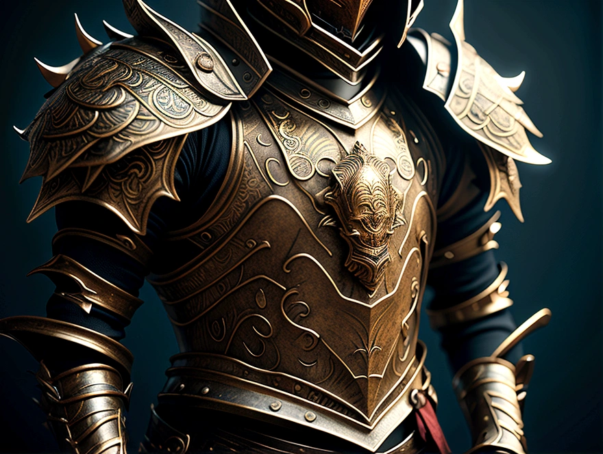 Warrior, Concept Art, author:Kisigank, Fantasy art, Battlefield Background, Clean Rendering, Angled, Put on your armor, Detailed bushido shaped smoke, The helmet of the forgotten god, the character is standing, 8k Real, In-game rendering, detailed face background detail, Art Station top page, Bull, Pseudo-medieval fantasy, A god wearing carp armor, 精巧なBronze armor, Bronze armor, Gold etched armor, Golden Obsidian Armor, Light gold armor, Ornate filigree armor, A demonic Warrior, Luxurious armor full of thorns, Exquisite Assassin Armor, Exquisite metal armor, powerful Warrior, Dressed in gorgeous golden armor,Decorated with intricate patterns, The helmet has a large crown and two horns.,Glowing red eyes, All is in the darkness, The smoky background suggests a battle scene., add a sinister air to his character,propose, Full Body Shot.