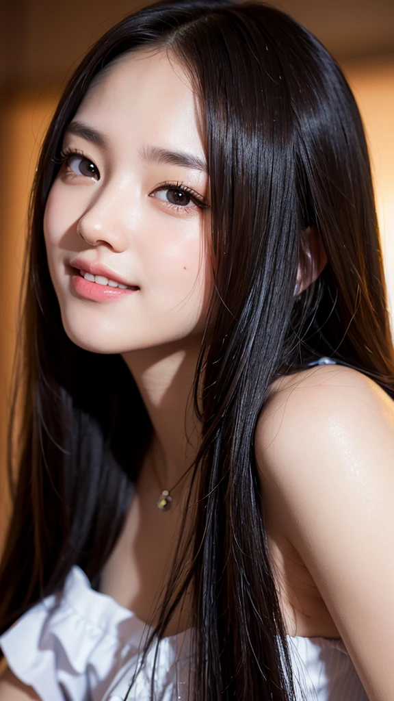 close, masterpiece, Highest quality, RAW Photos, Photorealism, smile, beautiful girl, cute, Long Hair, Depth of written boundary, High resolution, ultra detailed, detailed, highly detaileded eyes and face, Sharp pupils, Realistic students, Sharp focus, Cinema Lighting、Random sexy poses、Random facial expressions