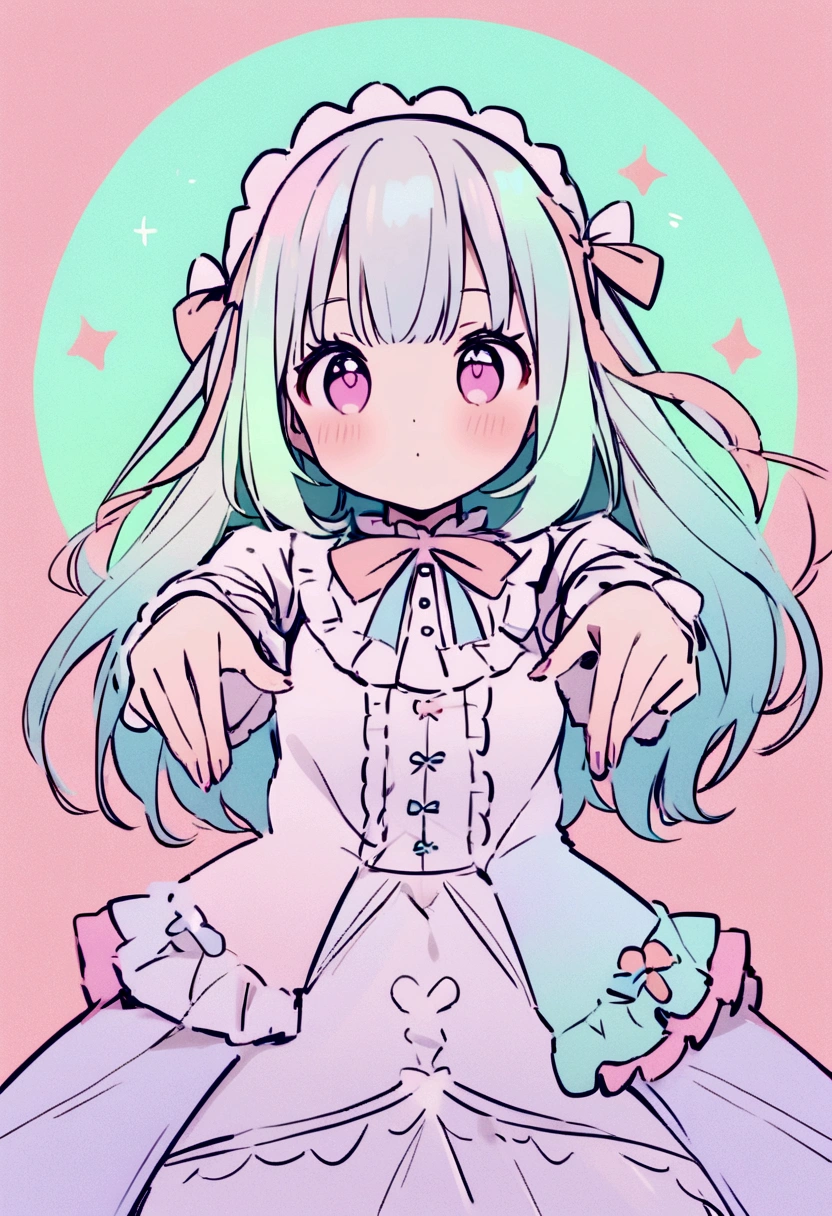 Cute Girls、Sweet ta、Pastel color background、Cute pose