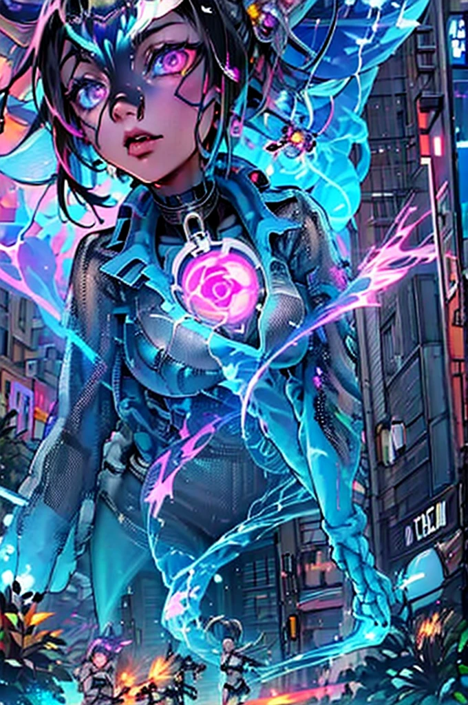una sexy demonia adolecente de cabello rojo intenso con ropa probocativa sensual sus cuernos esteticos y chicos , colita de diablo, y con un bajo electrico como arma sagrada anime,manga, stilo. , (((closeup))), (((urban city environment))), (((diffuse colors))), (((rgb))), (((ultra detailed illustration of a diffuse hallucinatory man water spirit creature))), (((complex 3d projections of ghostly translucent fabric and glowing hollow cybernetic threads))), (((dynamic pose))), spectral, concept art, ((light particles)), (stunning visual masterpiece), (((double exposure))), ((glowing texture)), (black tones), (no limits), (unpredictable), (surreal), (professional composition), (award winning composition), creative freedom, (artistic expression), (extreme composition), (spontaneous composition), (black filter), ((surreal theme)), (diffuse creatures), (diffuse figures), disturbing visual expression, (lit dark fantasy realm), evocative, (unusual chromatic contrast). by Lekrot(long neck))), (((elongated neck))), ugly, ((static pose)), (((certainty))), conventionality, conventional theme, (((Borderlands 3))), (((closeup))), (((urban city environment))), (((diffus )))((wifus)). esta con un joven de cabello en corte ninja y barba, con vestimenta urbano rapper.