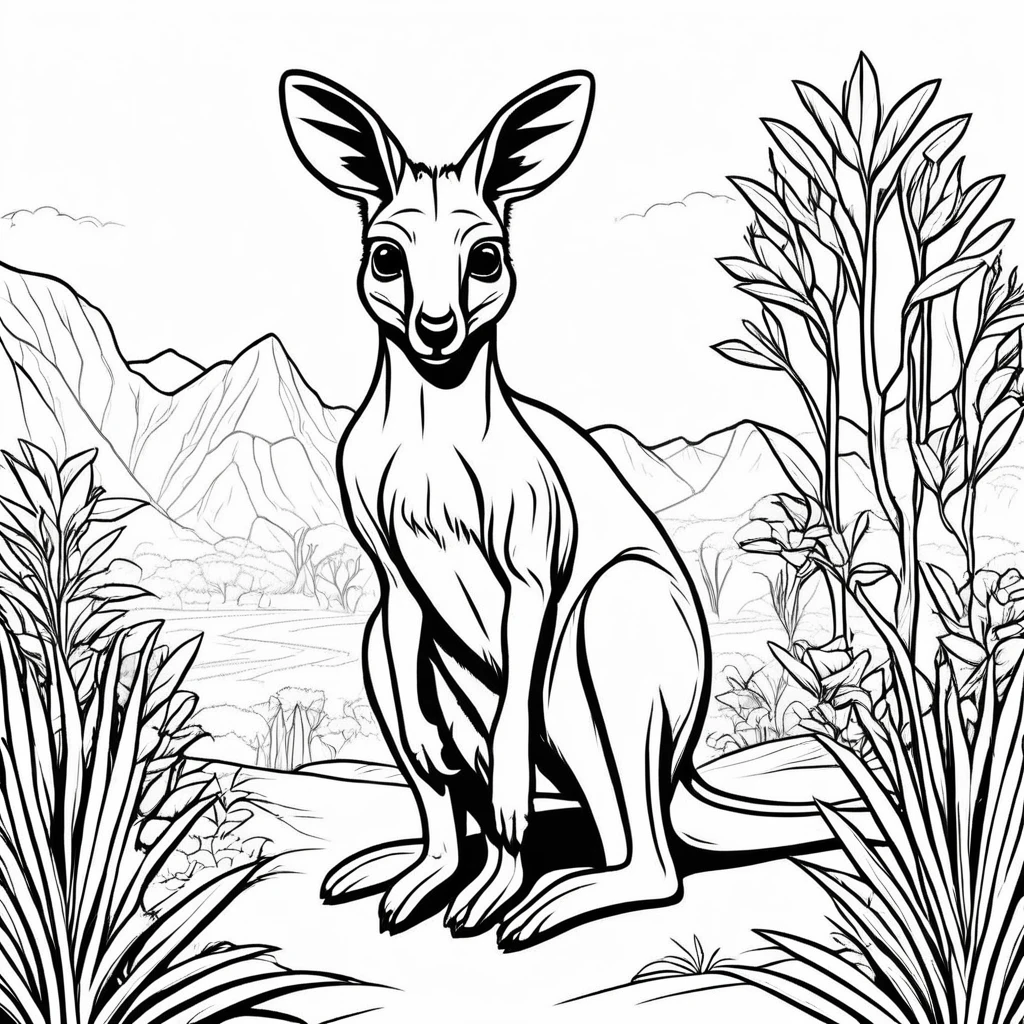 A kangaroo, cartoon, ,Coloring Book, ColoringBookAF,