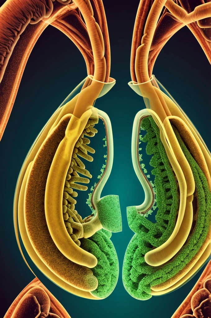 Generate a illustration for human lungs showing cystic fibrosis