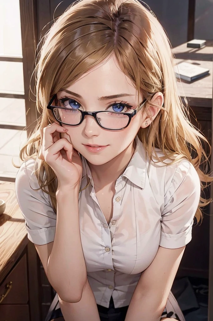 Masterpiece, 最high quality, high quality, High resolution, high quality texture, high quality shadows, High resolution, Beautiful details, Detailed CG, Detailed Texture, Realistic representation of face, Realistic, colorful, delicate, Cinematic Light, Side light, Lens flare, Ray Tracing, sharp concentrated, (1 Girl,concentrated:1.3), ( Intricate details, compensate, PureErosFaceV1:0.5), (細部まで美しいdelicateな顔, 緻密で美しいdelicateな瞳, Perfect Facial Proportions, Dense skin, Optimal ratio of four fingers to one thumb, Arms under chest, Modest chest, Wide Hips, Smooth upper abdomen, 30 years old,Blue Eyes,Glasses, Study,cabin attendant uniform,Glasses,White shirt, Black tight skirt,Black Stockings,machine,adultery,house wife,curvy,sweat,missionary,seductive gaze, the gaze of true love, lips of temptation, A look full of compassion ,a smile full of love, i love you, Acting lovey-dovey, air fortress hair, blonde hair