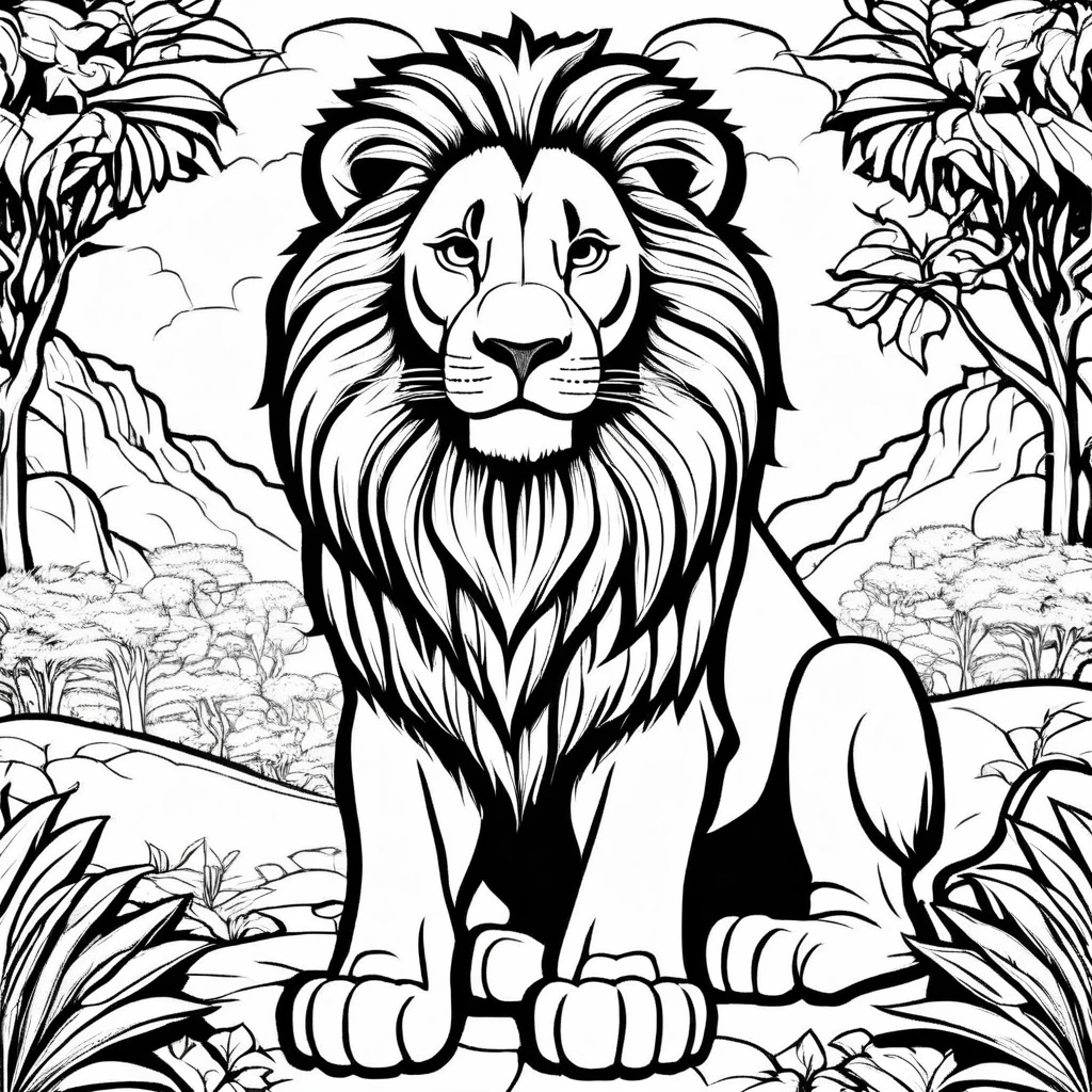 A lion, cartoon, ,Coloring Book, ColoringBookAF,