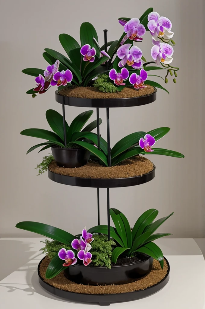 3-tier display in the shape of an orchid