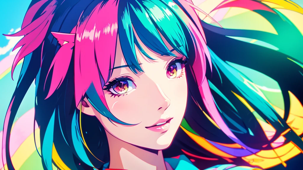 Create a vibrant anime-style portrait of a Japanese girl, .A girl's hair should flow naturally., And she is big, Expressive blue eyes. Her expression should be soft and gentle, With a warm and kind smile. A combination of warm and cool colors is preferable for the background., Enhance a girl's hair. She is wearing a blue lace dress with detailed embellishments.,Beautiful flowers in the background々is blooming、Cute puppy beside him、 Adding elegance to her appearance. The overall atmosphere of the artwork is bright.、It should be attractive, Capture the girl's sweet and friendly demeanor."