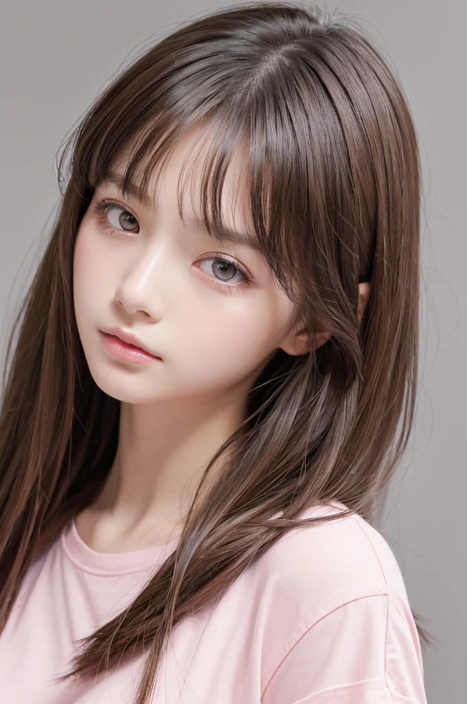 (masterpiece),(Highest quality:1.1),(Super detailed),Best illustrations,In detail,(Portraiture:1.1),(Intense close-up),Watercolor)floating,One girl,alone,13 years old,slim,(Very delicate and beautiful face),(Beautiful eyes in every detail),Pink thick lips,(Disheveled Hair),(Wearing a loose pink T-shirt),Soft and lazy,(Simple Background:1.2)Overall colored background,clear,4K