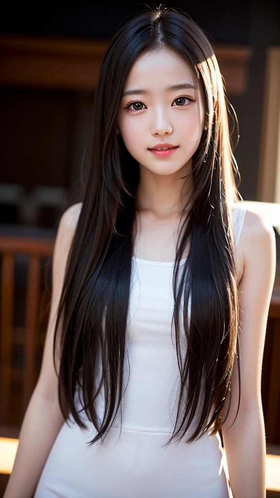 close, masterpiece, Highest quality, RAW Photos, Photorealism, smile, beautiful girl, cute, Long Hair, Written boundary depth, High resolution, ultra detailed, detailed, highly detaileded eyes and face, Sharp pupils, Realistic student, Sharp focus, Cinema Lighting