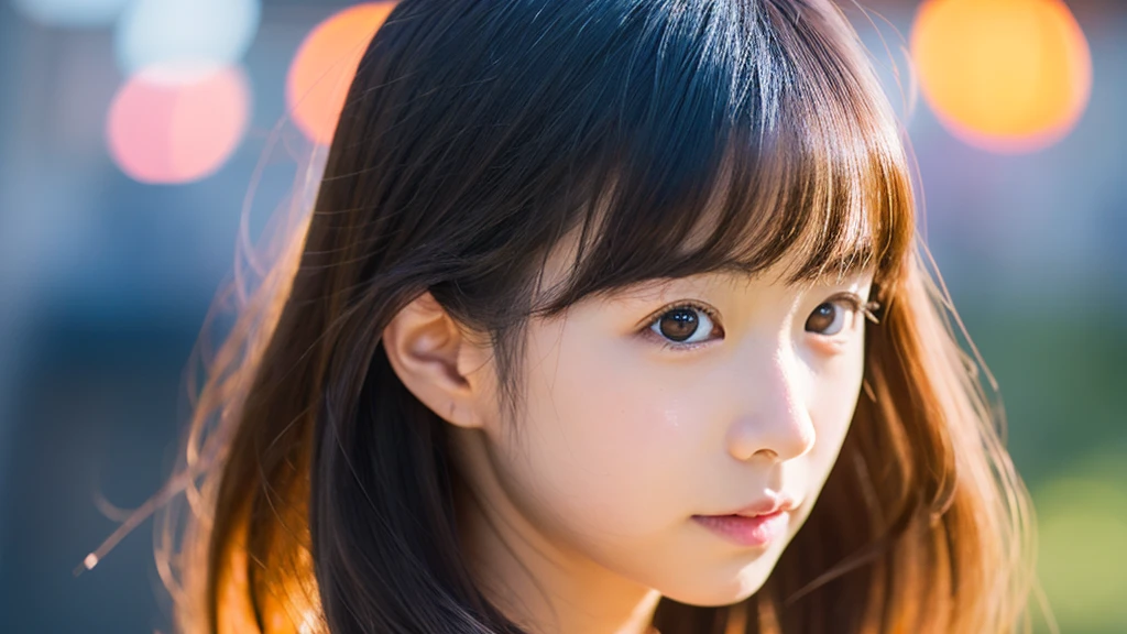 Create a vivid, lifelike portrait of a Japanese girl, .A girl's hair should flow naturally., And she is big, Expressive blue eyes. Her expression should be soft and gentle, With a warm and kind smile. A combination of warm and cool colors is preferable for the background., Enhance a girl's hair. She is wearing a blue lace dress with detailed embellishments.,Beautiful flowers in the background々is blooming、Cute puppy beside him、 Adding elegance to her appearance. The overall atmosphere of the artwork is bright.、It should be attractive, Capture the girl's sweet and friendly demeanor."