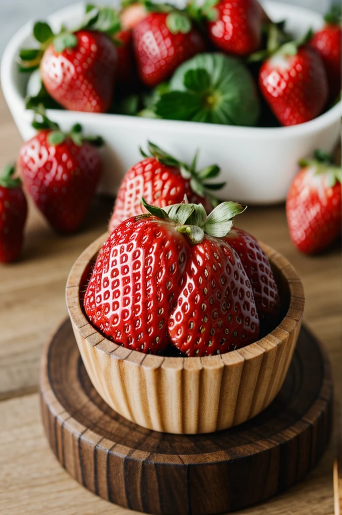 Little eyes on top of the strawberry
