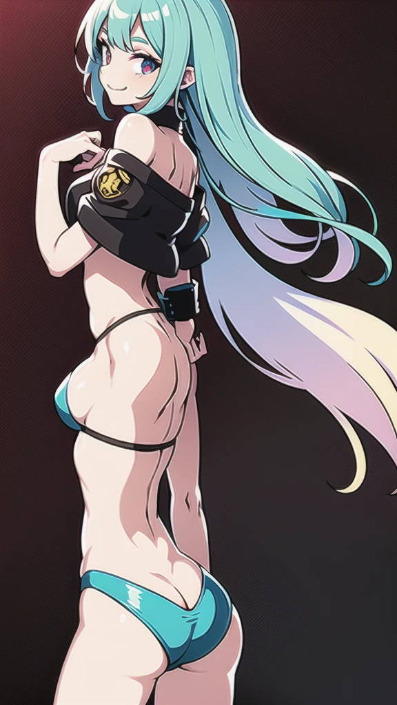 A teenage girl, strange art, crazy, slightly twisted, hard to understand, beautiful, elegant, advanced, weird,, refreshing, bikini, back to me, back to me,  midriff, smile, clip, elegant, beautiful, smile, accent, artwork, clarity, butt, butt, fat butt