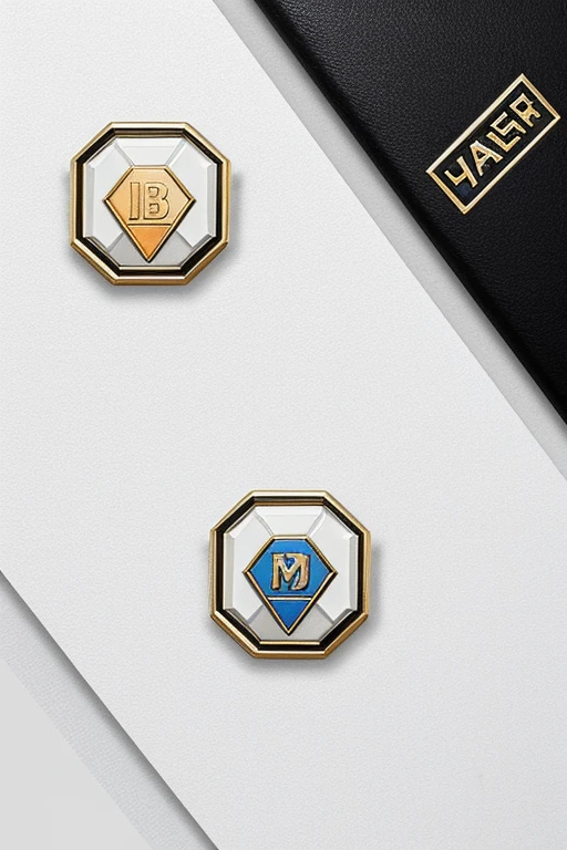 I want diamond type gym badge designs with white border and the design is only 3D type in Color corresponding to the diamond