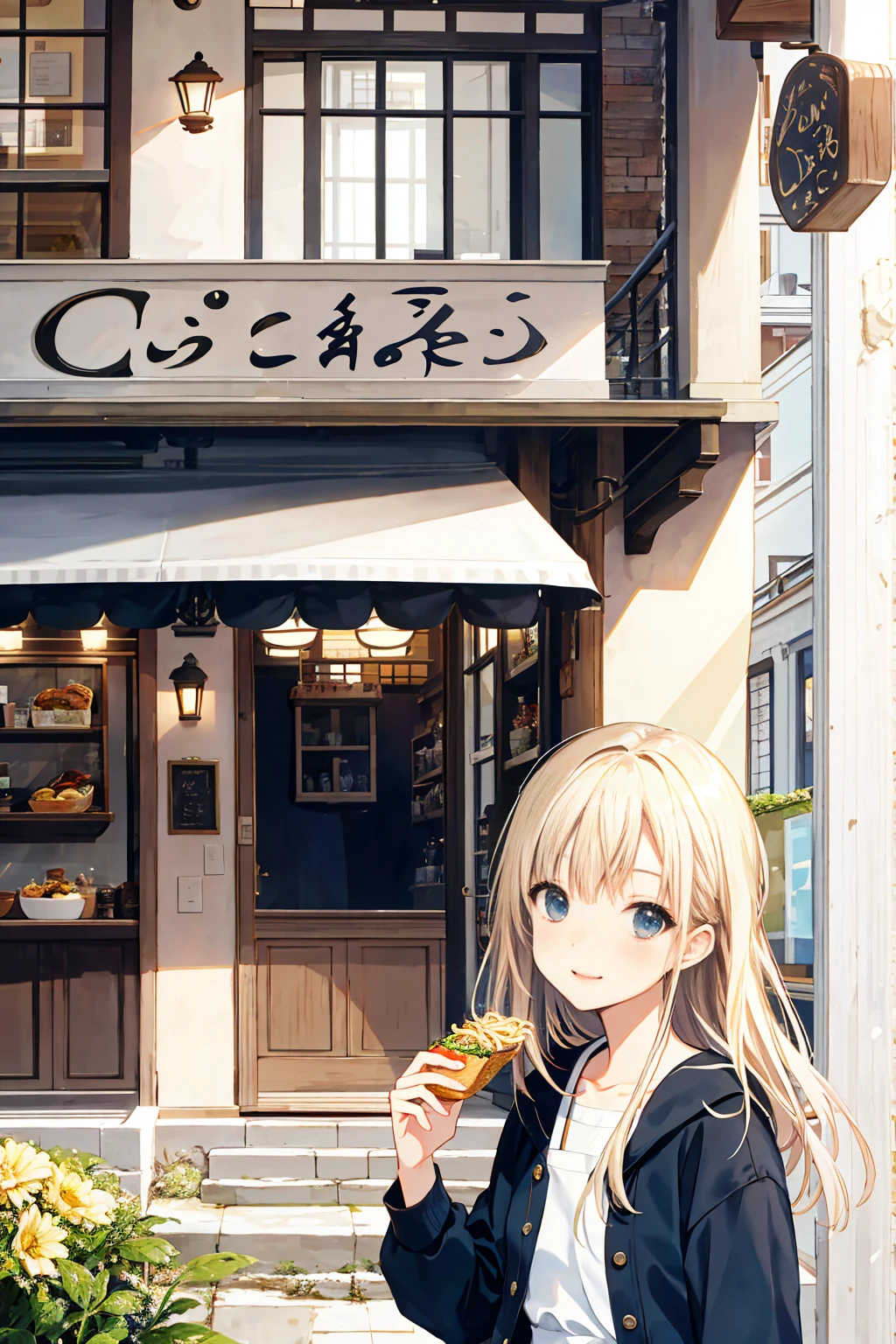 Photorealistic、Highest quality、Highest Resolution、Highest quality、８Ｋ、cute女性、Beautiful Face、One beautiful woman、Light Hair Color、cute、beautiful、Stylish cafe、lunch、pasta、pastaを食べる、