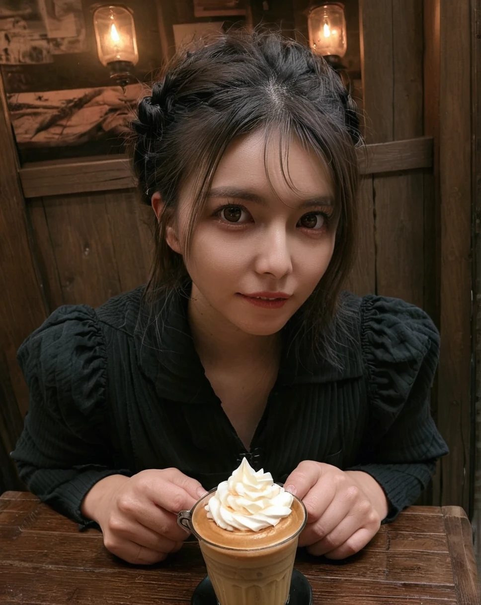 Cafe,Creepy,Horror,Scared beautiful woman