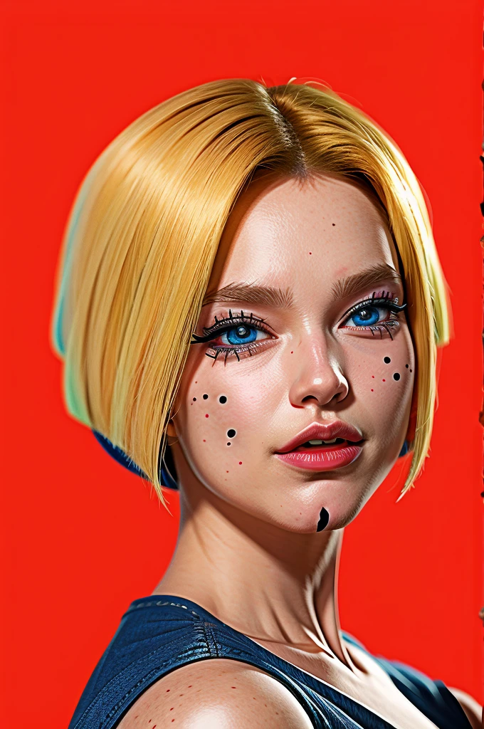 Android 18 anime nyantcha, expressive faces, anime-inspired, (cell shading:1.2)