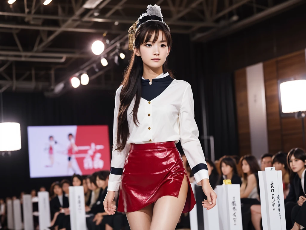An extremely beautiful Japanese high school girl race queen who highlights her beautiful legs、She was photographed walking down the runway at a fashion show wearing Andre Sarda&#39;s new underwear.、She is an eternal idol who combines a clean look with modern charm.。 She creates such beauty。 She feels her own warmth。 She creates a warm atmosphere。 We create beauty。 That&#39;s what I want to say。 In her full body photo、The figure features porcelain-like skin and golden hair that radiates a soft glow.。 This is probably、It captured the essence of her timeless charm.、This is the best shot ever.。 Each straight line and curve is carefully expressed.、Breathtakingly beautiful with impeccable detail。 This piece perfectly captures her timeless beauty.。 Divine Proportions、Sharp focus、Full-body photo taken by Kishin Shinoyama、high quality、High resolution、Detailed Background
