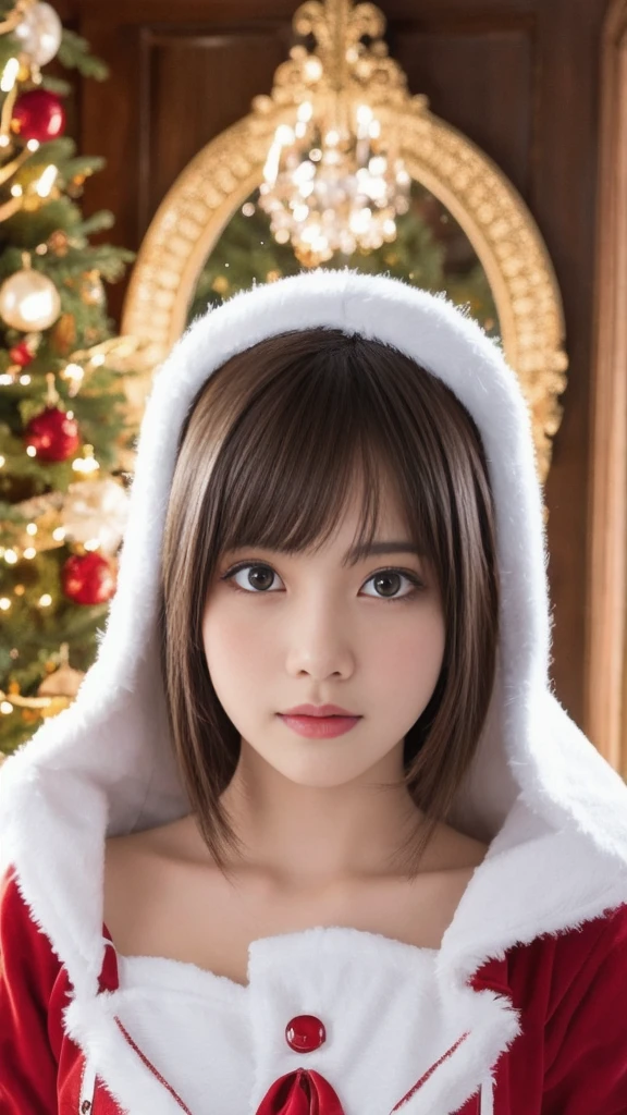 1girl, santa claus costume slim fit, Orgasm,symmetry, ultra cute 10yearsold girl, ultra short hair, beautiful detailed eyes, beautiful detailed lips, extremely detailed face and portrait, longeyelashes, concept art, digital painting, 8k, hyper detailed, masterpiece, ultra realistic, cinematic lighting, warm colors, soft focus