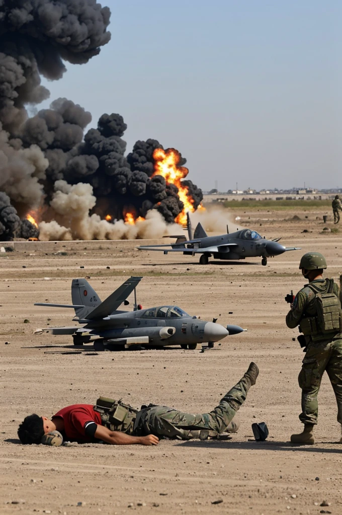 The war is in the hotbed, there are bombs, military planes and soldiers shooting at each other.