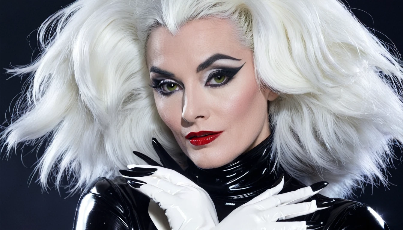 Cruella de Vil. Shiny Latex. Latex gloves.
