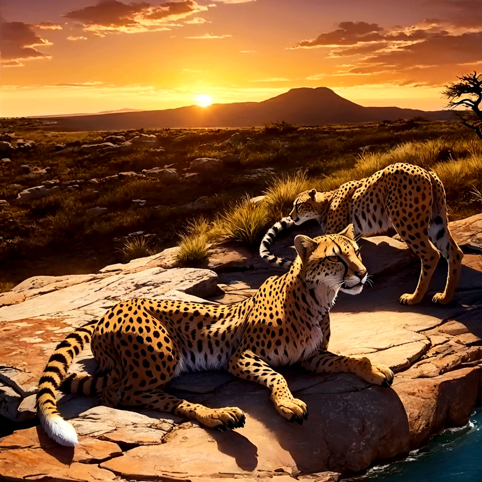 Cheetahs on the rocks, sunsets, safaris, the wild world,
