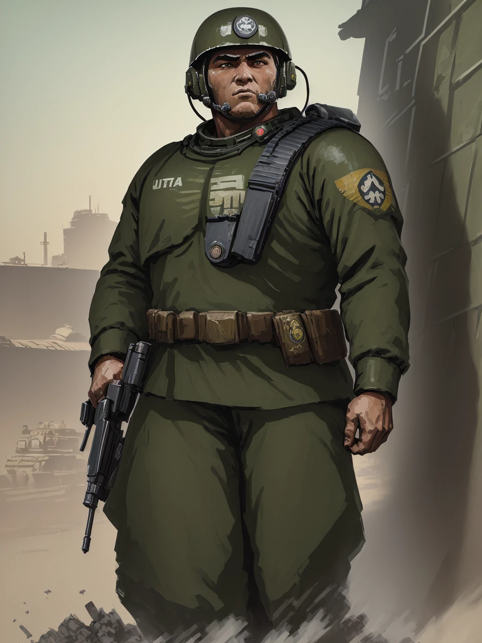 (Masterpiece Drawing:1.3) of (Ultra detailed:1.3),(Proud:1.3) (imperial guardsman:1.2) looking at viewer, warhammer 40k, motivational, courageous, (propaganda:1.1), science fiction, flat background, epic background drawing, war, (Single Color:Zone.Identifier:1.3),propaganda poster,soviet poster,sovietwave