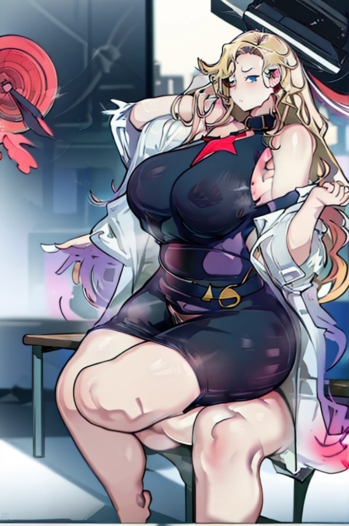 big breasts, big tits, big ass, thick thighs, Barefoot, bareเปล่า, bare, I'm not wearing clothes., in the hospital room, sitting on a chair