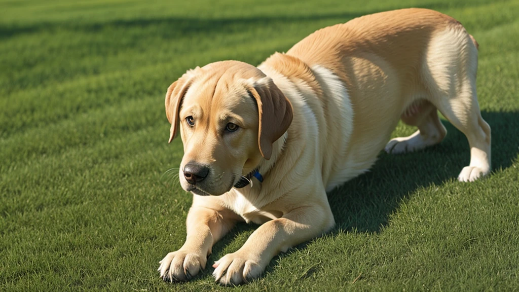 Labrador dog on a green background