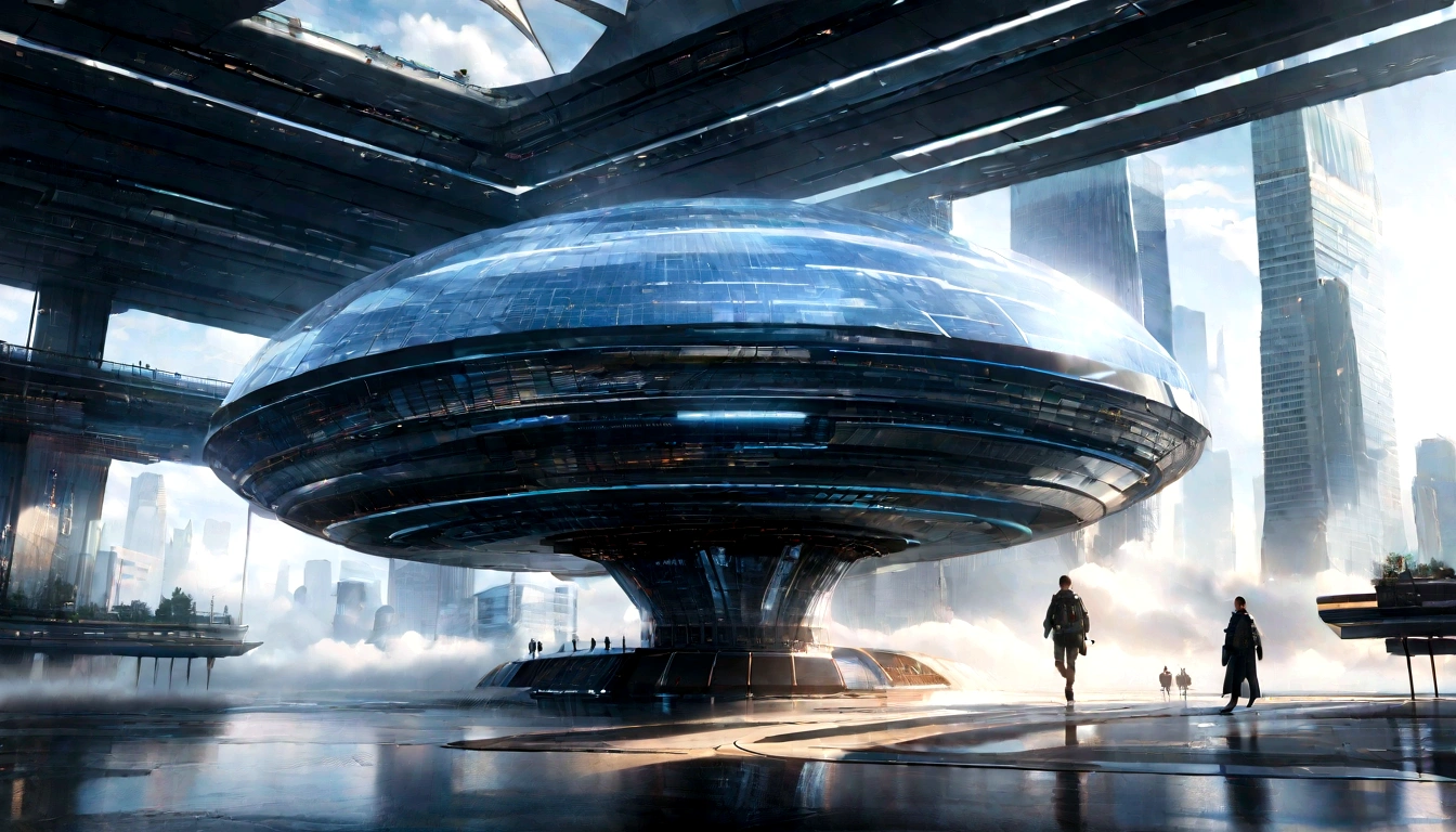 True, realistic, cinematic quality, super detail, super quality, super hd, real photography, Hologram Building, sunshine, fog, futuristic interior