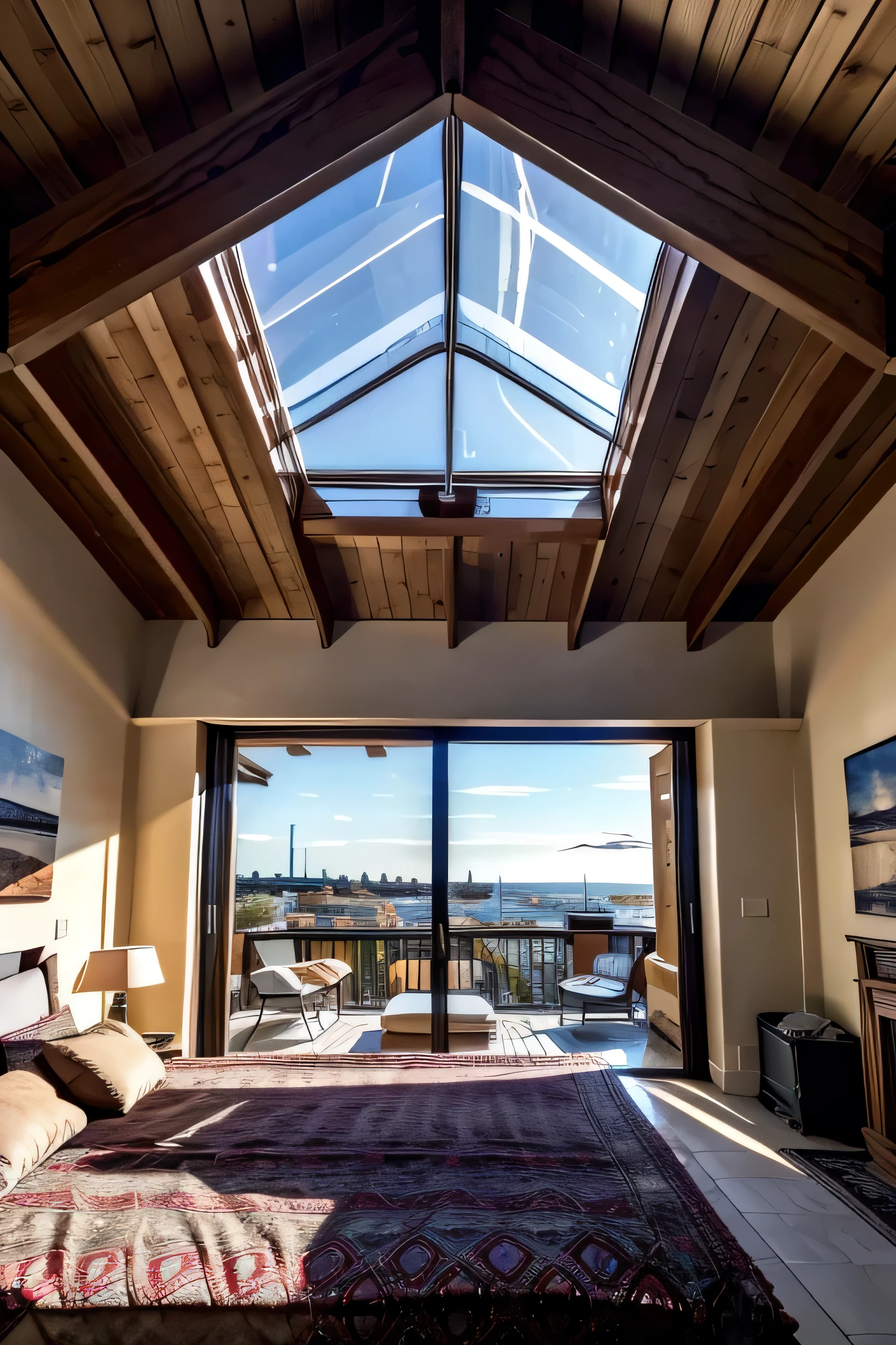 work of art, best qualityer, 8K, Photographic Reality, realisitic, room, bed-in, sun windows, properties,