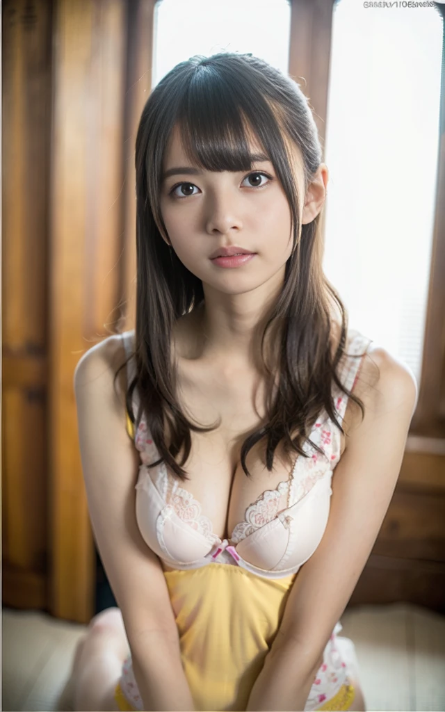 Browsing Caution、1 girl、Inside the room、Upper body、Close-up、Laughter、、(8K、Raw photo、Highest quality、masterpiece:1.2)、(Realisticな、Photorealistic:1.37)、Highly detailed eyelash drawing、(((Best image quality))),huge 、Thin skin, (Beautiful Hair), (Perfect Anatomy), (Realistic),Sensual look、Highest quality、High resolution、(((Full Body Lesbian)))、Panties、bra、My nipples are erect