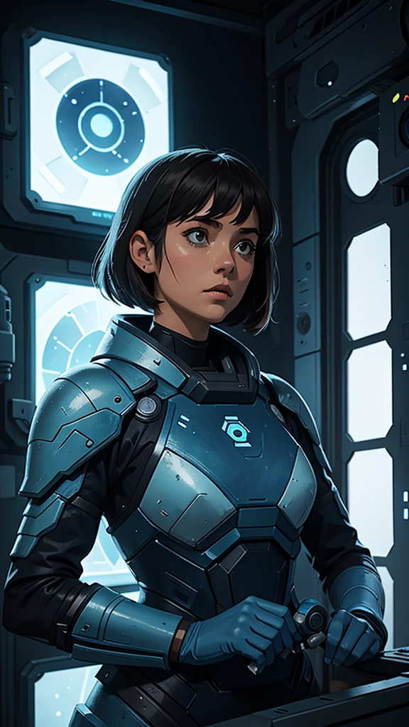 Girl in Cyanotype Sci-Fi Tableau