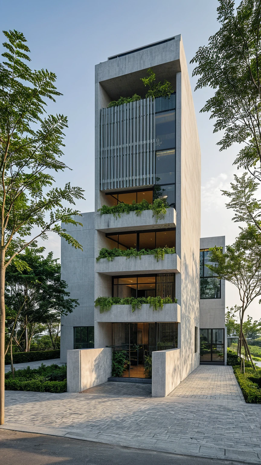Masterpiece, high quality, best quality, authentic, super detail, outdoors, onestoreyofficeXL, aiaigroup, The office building stands tall with its sleek, modern design, characterized by extensive glass facades that reflect the sky and surrounding cityscape. Large, floor-to-ceiling windows are fitted with stylish sun-shading louvers, ensuring a comfortable and energy-efficient environment inside. The front of the building is adorned with lush greenery, featuring a variety of plants and trees that add a touch of nature to the urban setting. People are walking briskly in front of the building, some engaged in conversation, while others are focused on their destinations. The atmosphere is bustling yet orderly, encapsulating the dynamic and productive spirit of the area. , road,pavement, grass, trees, sky, cloud, (daylight:1.1), random style color exterior
