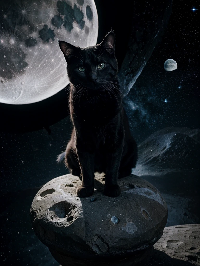 cat,space,moon,star ,black hole