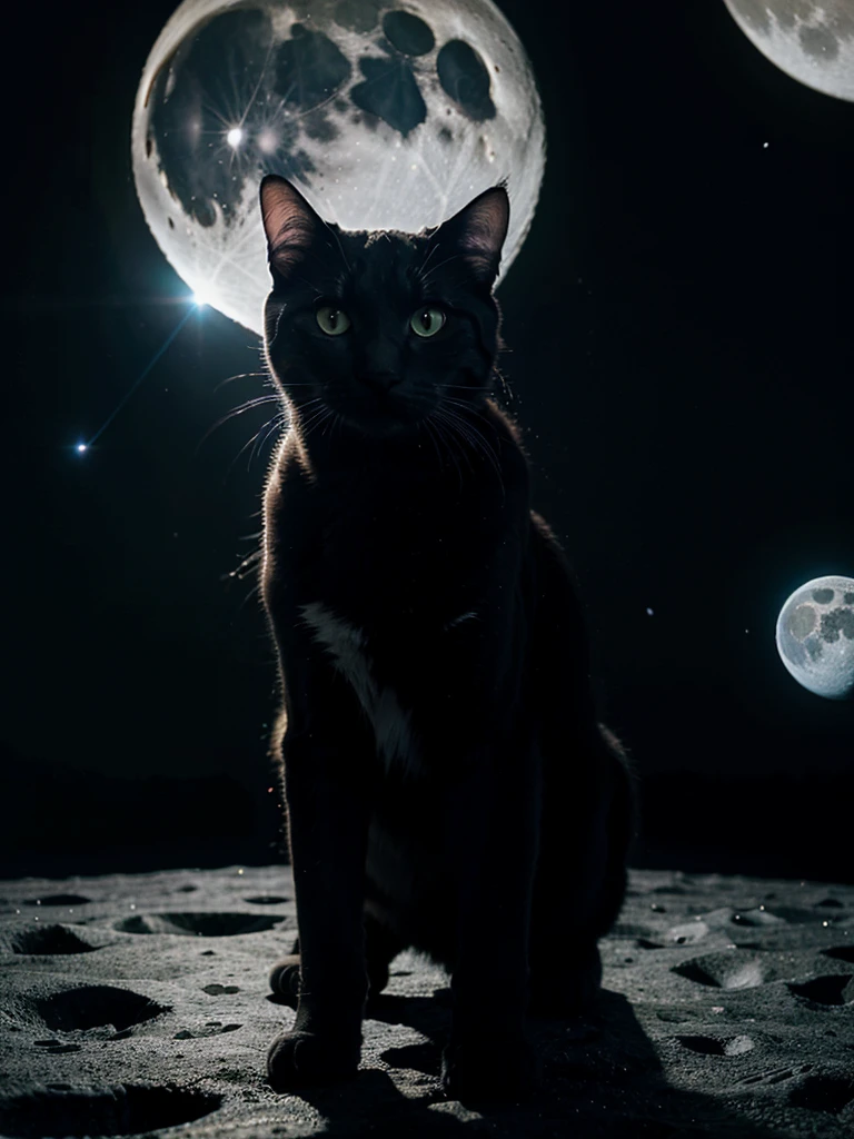 cat,space,moon,star ,black hole
