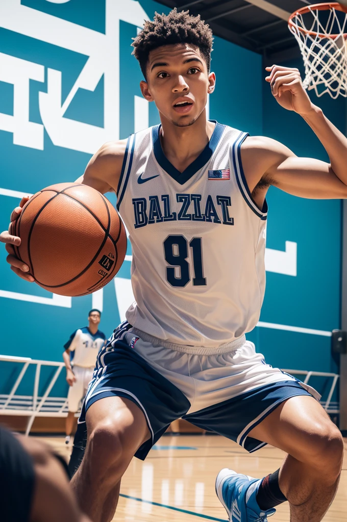 High quality logo with a basketball and the name the set basketball